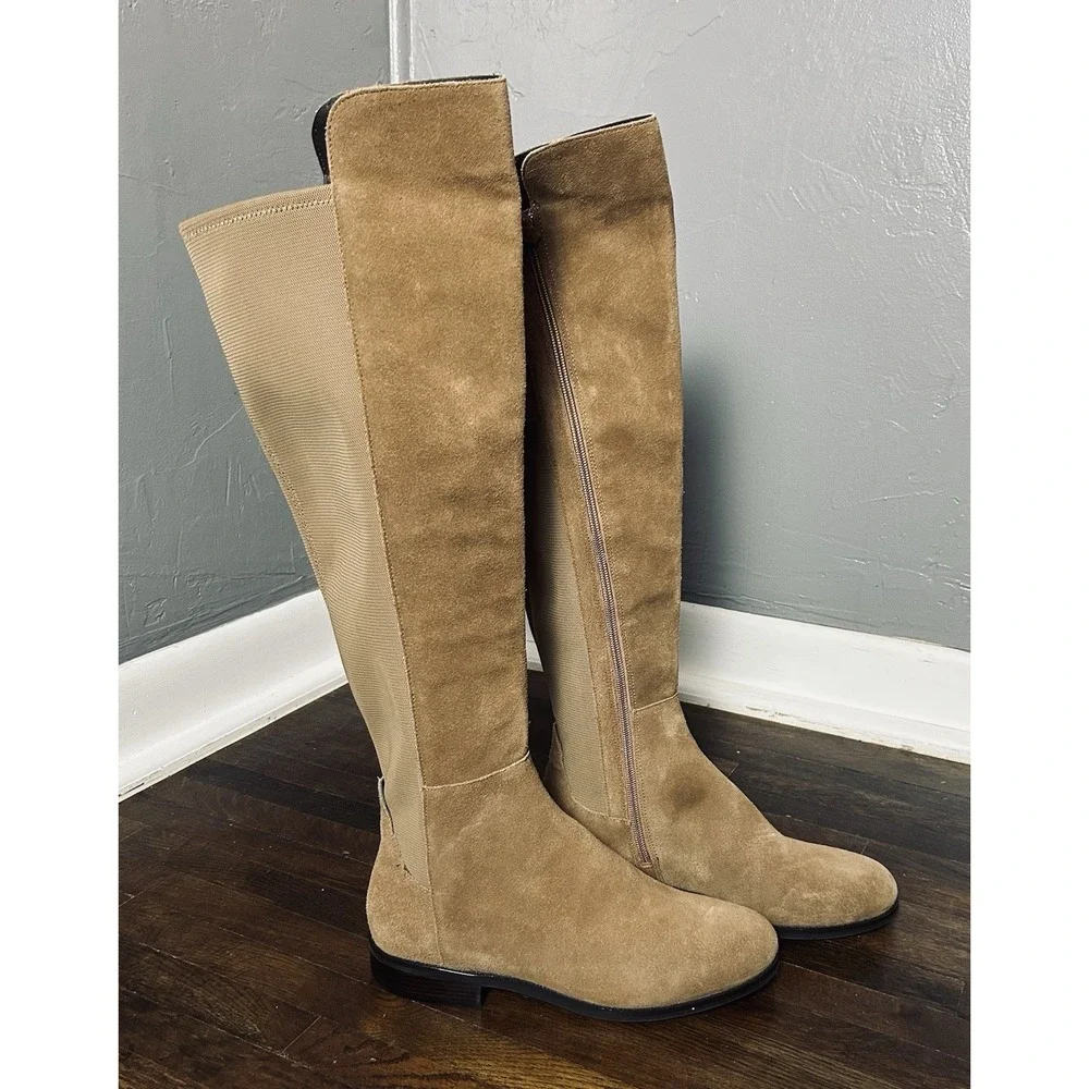 Cole Haan Isabelle Tan Suede Elastic Panel Over The Knee Riding Boots Women 10B